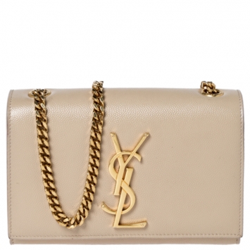 Pre Owned Saint Laurent Beige Leather Small Kate Crossbody Bag