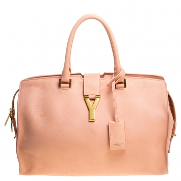 Pre Owned Saint Laurent Coral Orange Leather Medium Cabas Chyc Tote