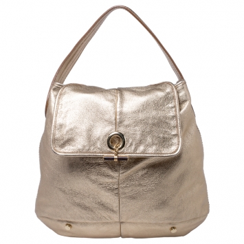 Pre Owned Saint Laurent Metallic Gold Leather Capri Hobo 