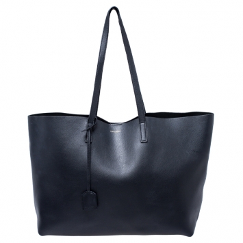 Pre Owned Saint Laurent Black Leather Shopper Tote