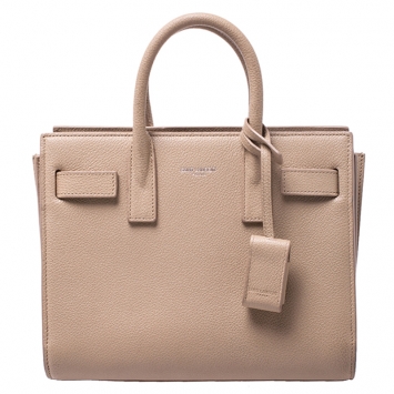 Pre Owned Saint Laurent Beige Leather Nano Classic Sac De Jour Tote