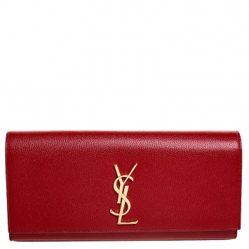 Pre Owned Saint Laurent Red Leather Kate Monogram Clutch