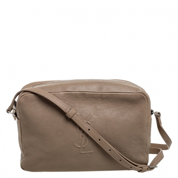 Pre Owned Saint Laurent Paris Beige Leather Lou Camera Crossbody Bag