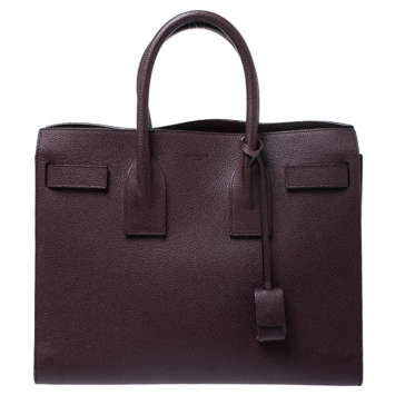 Pre Owned Saint Laurent Paris Maroon Leather Small Classic Sac De Jour Tote