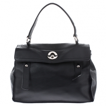 Pre Owned Saint Laurent Paris Black Leather Medium Muse Two Satchel
