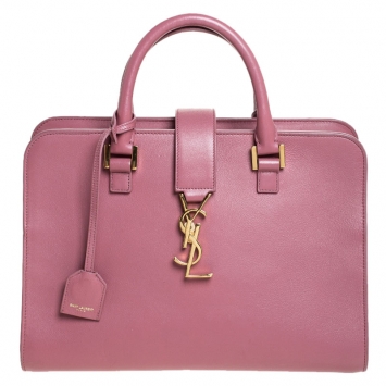Pre Owned Saint Laurent Paris Pink Leather Small Cabas Tote