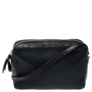 Pre Owned Saint Laurent Paris Black Leather Lou Camera Crossbody Bag