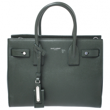 Pre Owned Saint Laurent Green Leather Baby Classic Sac De Jour Tote