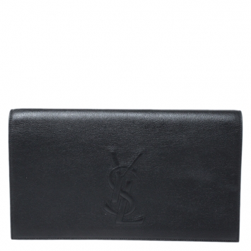 Pre Owned Saint Laurent Paris Black Leather Belle De Jour Flap Clutch