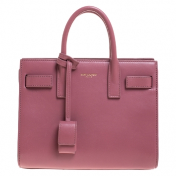 Pre Owned Saint Laurent Pink Leather Nano Classic Sac De Jour Tote
