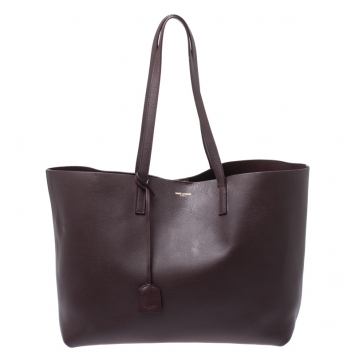Pre Owned Saint Laurent Paris Burgundy Leather Shopper Tote