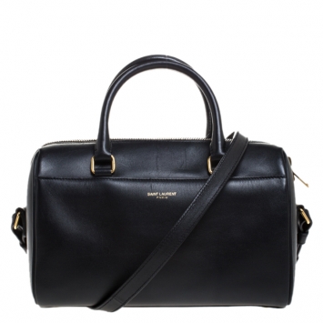 Pre Owned Saint Laurent Black Leather Classic Baby Duffle Crossbody Bag 