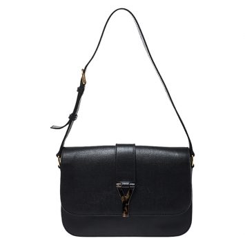 Pre Owned Saint Laurent Black Textured Leather Large Chyc Shoulder Bag