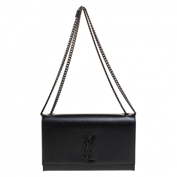 Pre Owned Saint Laurent Black Leather Medium Kate Shoulder Bag