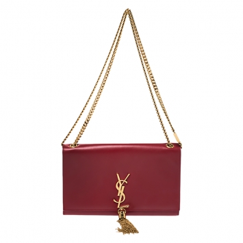 Pre Owned Saint Laurent Red Leather Medium Kate Tassel Shoulder Bag