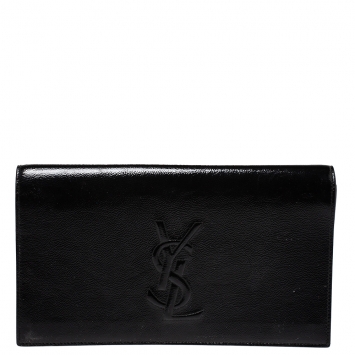 Pre Owned Saint Laurent Black Patent Leather Belle De Jour Flap Clutch