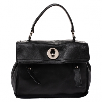 Pre Owned Saint Laurent Black Leather Small Muse Two Satchel