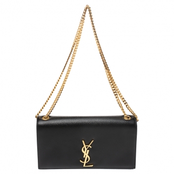 Pre Owned Saint Laurent Black Leather Medium Kate Shoulder Bag