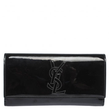 Pre Owned Saint Laurent Black Patent Leather Belle De Jour Wallet