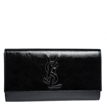 Pre Owned Saint Laurent Black Patent Leather Belle De Jour Clutch