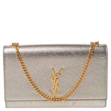 Pre Owned Saint Laurent Paris Metallic Gold Leather Medium Kate Shoulder Bag