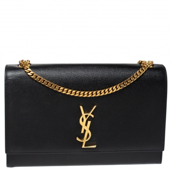 Pre Owned Saint Laurent Black Leather Large Kate Shoulder Bag