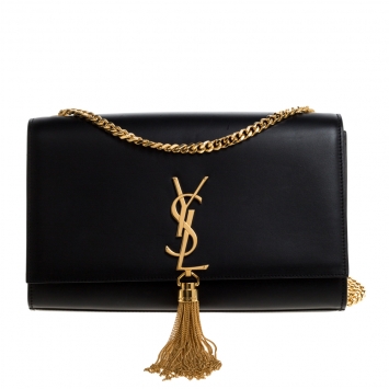 Pre Owned Saint Laurent Black Leather Medium Kate Tassel Shoulder Bag