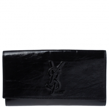 Pre Owned Saint Laurent Black Patent Leather Belle De Jour Flap Clutch