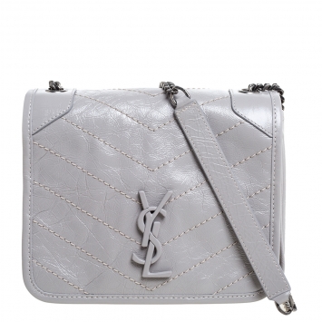 Pre Owned Saint Laurent Crinkled Leather Mini Niki Chain Shoulder Bag
