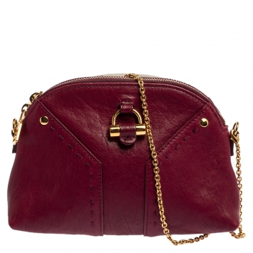 Pre Owned Saint Laurent Paris Burgundy Leather  Muse Chain Bag