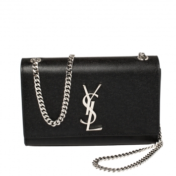Pre Owned Saint Laurent Black Grain Leather Small Kate Shoulder Bag