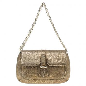 Pre Owned Saint Laurent Paris Metallic Gold Leather Emma Chain Shoulder Bag