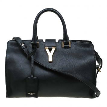 Pre Owned Saint Laurent Paris Black Leather Mini Cabas Chyc Tote