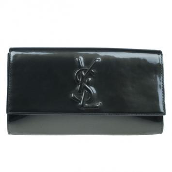 Pre Owned Yves Saint Laurent Green Patent Belle De Jour Flap Clutch