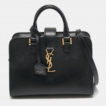 Pre Owned Saint Laurent Black Leather Small Cabas Chyc Tote
