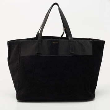 Pre Owned Saint Laurent Black Suede Reversible Tote