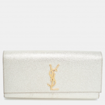 Saint Laurent Gold Crinkled Leather Kate Clutch