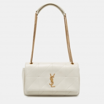 Pre Owned Saint Laurent White Leather Jamie Shoulder Bag