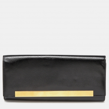 Pre Owned Saint Laurent Black Patent Leather Lutetia Clutch 