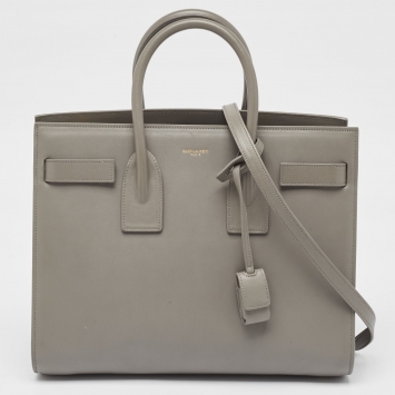 Pre Owned Saint Laurent Grey Leather Small Classic Sac De Jour Tote