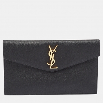 Pre Owned Saint Laurent Black Leather Uptown Pouch