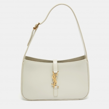 Pre Owned Saint Laurent Off White Leather LE 5 À 7 Shoulder Bag