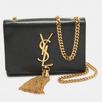 Pre Owned Saint Laurent Black Leather Small Kate Tassel Crossbody Bag