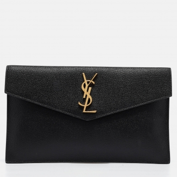 Pre Owned Saint Laurent Black Leather Uptown Pouch