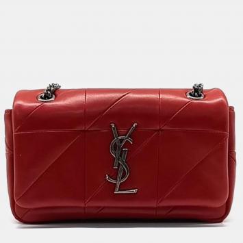 Pre Owned Saint Laurent Paris Red Leather Small Jamie Shoulder Bag