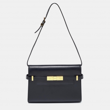 Pre Owned Saint Laurent Black Leather Small Manhattan Shoulder Bag