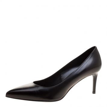 Pre Owned Saint Laurent Paris Black Leather Classic Pointed Toe Pumps Size 36