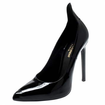 Pre Owned Saint Laurent Paris Black Patent Leather Thorn Pointed Toe Pumps Size 39.5