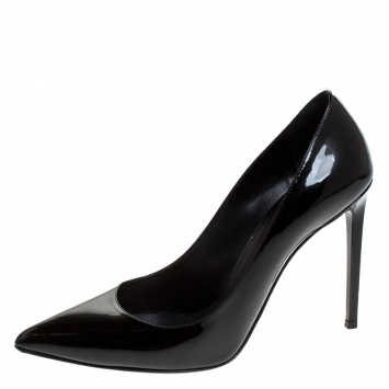 Pre Owned Saint Laurent Paris Black Patent Leather Classic Paris Pointed Toe Pumps Size 40