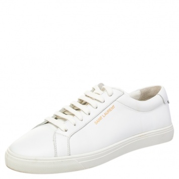 Pre Owned Saint Laurent White Leather Andy Low Top Sneakers Size 38.5